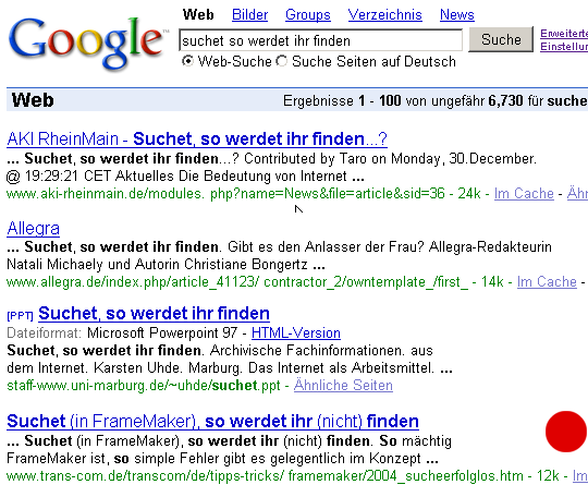 (Google: suchet so werdet ihr finden)